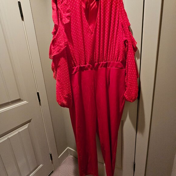 Ashley Stewart’ One-Piece Red Pants Suit 14/16 OR 28/61 NWOT - Picture 8 of 10